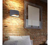 Applique intérieur moderne couloir haut et bas lampe béton Applique LED intérieur cage d'escalier, abat-jour béton arrondi effet lumineux, 1x 4W 400lm 3000K, LxH 20x12