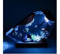 Led Océan Veilleuse En Résine Epoxy Avec Bois Base Usb Table Lampe Décoration 3D Océanique Plongeur Baleine Requin Night Lights Or