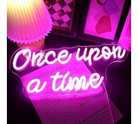 Led "Once Upon A Time" Signe néon Alimenté par USB Fille chambre néon Maison Art décoration murale anniversaire/mariage fête fenêtre salon décoration cadeau de Noël (Rose)