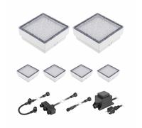 LED pavé Gorgon encastré de sol pour extérieur 15x15cm 12V blanc froid