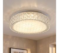 Plafonnier LED salon salle à manger effet cristal motif nid d'abeille blanc clair