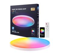 led plafonnier connecté compatible Alexa 30W plafonnier led chambre 16 millions couleurs plafonnier led dimmable , lampe connectée alexa Couleurs DIY 2700K-6500K Contrôle APP salon, coucher, cuisine