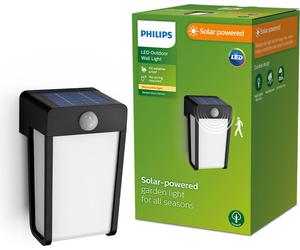 LED SHROUD 2,3W 2700K 250lm IP44 noir Lampe murale solaire Philips avec détecteur de mouvement