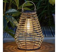LED Solaire Marron Gris Rotin Style Filament Suspendu Extérieur Jardin Table
