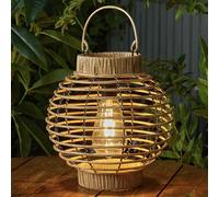 LED Solaire Marron Gris Rotin Style Filament Suspendu Extérieur Jardin Table