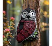 LED Solar hibou mur suspendu lumière, lampe de décoration de l'atmosphère extérieure, mignon résine hibou yeux lumineux jardin paysage lumière.
