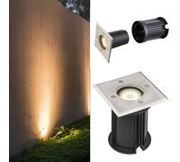 Luminaire LED encastré Spot encastré Projecteur de sol Acier inoxydable Argent IP67 Carrossable H 12,3 cm