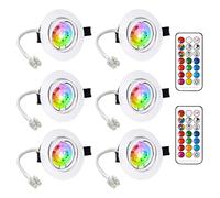 LED Spots Encastrables Orientable GU10 Ampoule RGB Couleur Changement Lampe Blanc Chaud 2700K de plafond du Jour Plafonnier Encastré 6W AC 85V-265V Spot Bulb Rond métal avec Télécommande(6er Set)