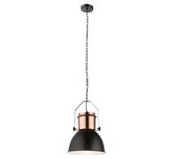 LED Suspension Rétro Lampe de salle à manger suspendue noire Lampe à suspendre cuivre industriel, métal, 9W 810lm blanc chaud, DxH 26,5x120 cm