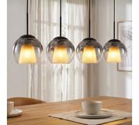 LED Suspension Salle à Manger Globo 4 Luminaires Boules en Verre Fumée 120 cm