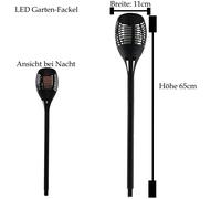 LED Torche Solaire de Jardin 5x 1 Pièce Hauteur 63cm Diamètre 11cm Effet Flamme