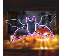 LED Universum - Décoration lumineuse LED, silhouette de chauve-souris "Vlady" en néon violet avec effet "ail de laitue", pour fenêtre, utilisable en intérieur et en extérieur, 230 V, IP44, 54 x 25 cm