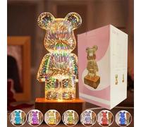LED veilleuse 3D feux d'artifice ours Projection coloré USB atmosphère gradation salon décor décoratif chambre verre feux d'artifice with GIFT BOX