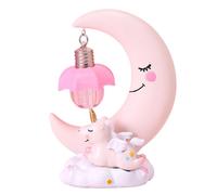 LED Veilleuse résine Lune Licorne Dessin Animé Bébé Lampe de chevet Enfants Enfant Fille Jouet Cadeau De Noël（Rose）