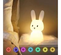 LED veilleuse Silicone lapin capteur tactile lampe mignon Animal lumière chambre décor cadeau pour enfant bébé enfant lampe de Table décor à la maison