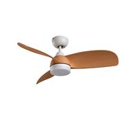 Ventilateur de plafond LED Lindby Enon, blanc/teinte bois, courant continu, Enon Lindby, dimmable, blanc, Salon / Salle à manger, Métal, Moderne