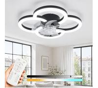 LED Ventilateur De Plafond Avec Lumiere - 40W Noir Moderne Plafonnier Ventilateur Chambre Silencieuse Et 3000K-6500K Noir