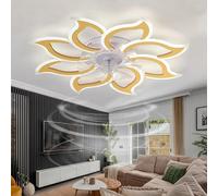 LED Ventilateur de Plafond avec Lumière Grande Chambre Dimmable Plafonnier Ventilateur Réversible Moderne Télécommande Silencieux Lustre Ventilateur Fleur Smart 6 vitesse-OR