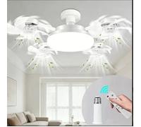 LED Ventilateur Plafond avec Lumiere,4 Fan têtes Lampe Ventilateur Plafonnier,3 Vitesses,Lampe Ventilateurs Plafond Avec Douille E27