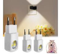 LED Wall Socket Night Light, 360°Adjustable Mini LED Night Light Plug in Wall, Mini Led Night light wall Plug, for Bedroom, Bathroom, Stairs Hallway (White,Warm light-2pcs)
