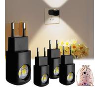 LED Wall Socket Night Light, 360°Adjustable Mini LED Night Light Plug in Wall, Mini Led Night light wall Plug, for Bedroom, Bathroom, Stairs Hallway (Black,White light-3pcs)