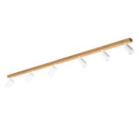 LED Wood Luminaire Plafonnier 6 Spots Bois Chêne Fait Main - Éclairage de Plafond Orientable GU10 - Lampe Plafond Chambre Salon et Cuisine - Luminaires Intérieur (Sans Ampoule) - Longueur 115cm