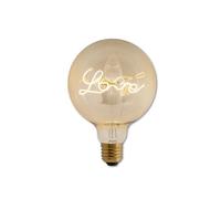 LEDbyLED Ampoule décorative vintage G125 5W, E27, verre doré, inscription « Love », lumière chaude 2000K, dimmable, 250 lumens