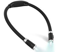 LEDGLE Lampe tour de cou pour lecture, rechargeable, 6 luminosités | 650 mAh, blanc froid, boucle magique à 360°, coussin de massage antidérapant, USB 5-20H, mains libres pour artisanat, crochet
