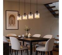 LEDHängeleuchte 4-Flammig Kristalllampe Lampe à suspendre de salle à manger noire, métal, 4x E27 LED blanc chaud, LxBxH 86x13x120 cm
