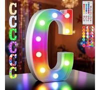 Ledido Lettres lumineuses à 35 couleurs changeantes - Lettres lumineuses à DEL pour chapiteau pour décoration d'anniversaire, cadeaux d'anniversaire, lettres lumineuses à DEL pour anniversaire de