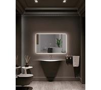 Ledimex Miroir de salle de bain LED carré 120 x 80 cm Rétrolumination par LED avec IRC > 80 - Capteur anti-buée - Capteur on/off - Lumière froide - Modèle Italie