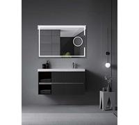 Ledimex - Miroir de salle de bain LED carré avec miroir grossissant x5 - 80 x 80 cm - Illuminé par LED avec IRC > 80 - Capteur anti-buée - Capteur on/off triled - Modèle Malta