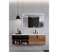 Ledimex Miroir de Salle de Bain LED carré - Mesure 70 x 80 cm - Éclairage LED avec IRC >80 - Capteur Anti-buée - Capteur on/Off - Triled - Modèle Suisse