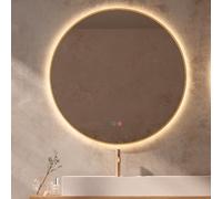 LEDIMEX - Miroir Rond Salle de Bain avec Lumière LED 70Cm Rétroéclairé, Capteur Anti-Buée et Cadre Doré | Miroir Intelligent Or Brossé Tri-LED (Chaude, Neutre, Froide) et Capteur ON/OFF | Série Fun