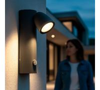 Ledkia Applique Murale Extérieure LED 6W Aluminium avec Détecteur de Mouvement Abel Gris
