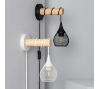 LEDKIA LIGHTING Lampe Murale Bois et Métal Monah Noir