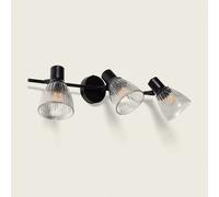 Ledkia Aron Applique Murale Métal et Verre 3 Spots Noir