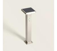Balise Extérieure Sur Pied Solaire Led 5w 50cm Aluminium Avec Détecteur De Mouvement Barton Square Argent