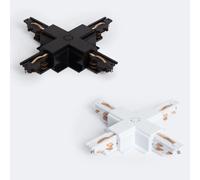Ledkia Connecteur Type X pour Rail Triphasé DALI Track Encastré Aluminium Blanc