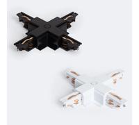 Ledkia Connecteur Type X pour Rail Triphasé DALI Track Encastré Aluminium Noir
