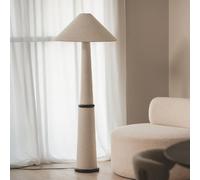 Ledkia Lampadaire Bois et Tissu Lombe Blanc