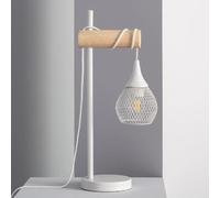 Ledkia Lampe à Poser Métal et Bois Monah Blanc