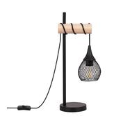 Ledkia Lampe à Poser Métal et Bois Monah Noir
