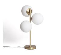 LEDKIA LIGHTING - Lampe à Poser Moonlight Brass | 3 Spots Design Unique | Compatible Ampoules LED E27 | Métal et Verre | Pour Maison et Bureau, Doré