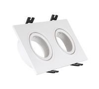 LEDKIA LIGHTING Collerette Downlight Carrée Orientable pour 2 Ampoules LED GU10/GU5.3 Coupe 75x150mm Blanc