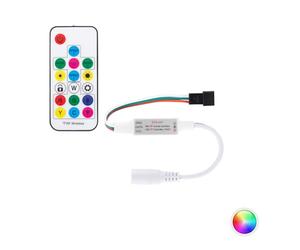 LEDKIA LIGHTING Contrôleur Variateur Mini Ruban LED RGBIC Numérique SPI 5-24V DC avec Télécommande RF RGB