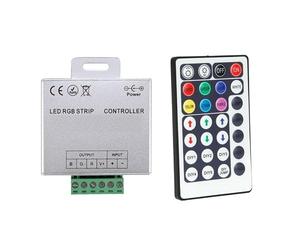 LEDKIA LIGHTING - Contrôleur Variateur Ruban LED 12/24V DC RGB | 18A Puissance | Télécommande RF Incluse | Modes et Couleurs Personnalisés | Intérieur IP20, 80x64x24mm