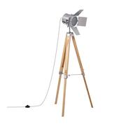 LEDKIA LIGHTING Lampadaire Bois et Métal Bioskop Argenté | Métal et Bois | Design Rustique Adaptable | Ampoule Non Incluse | Intérieur IP20