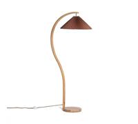 LEDKIA LIGHTING Lampadaire Bois Luanda Marron foncé | Style Naturel | Base Circulaire en Bois | Abat-jour en PC Renforcé | Nécessite Ampoule E27 | Intérieur IP20