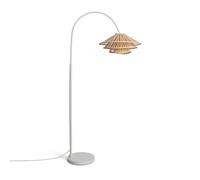 LEDKIA LIGHTING - Lampadaire Métal et Bambou Ailén | Éclairage Ajustable | Pour Salon et Bureau | Design Contemporain | Ampoule E27 40W Max, Blanc